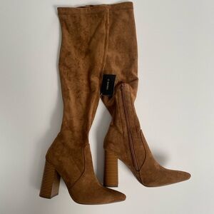 NWT Forever 21 Over the Knee Brown Suede Boots